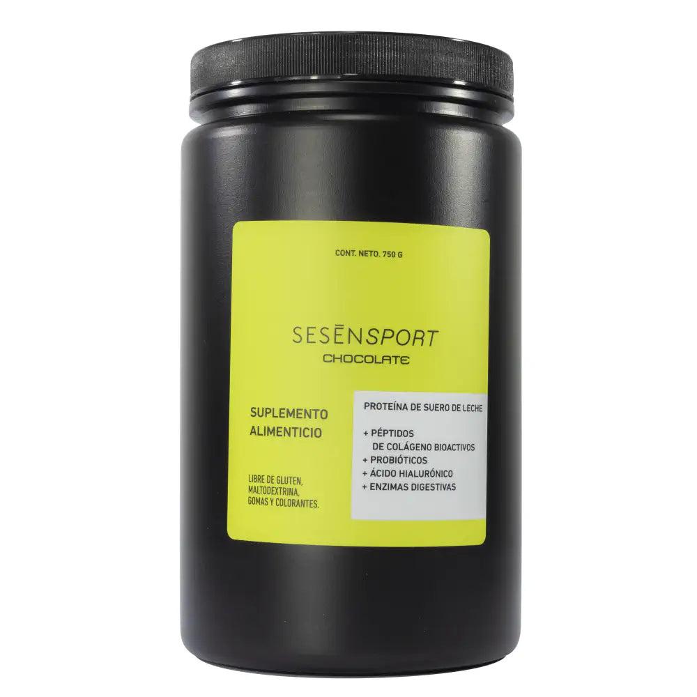 Envase de proteína y colágeno Chocolate, suplemento alimenticio de suero de leche con péptidos de colágeno probióticos ácido hialurónico y enzimas digestivas