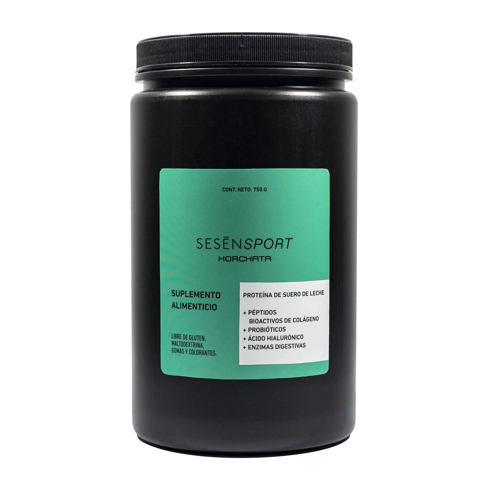 Envase de proteína y colágeno de Horchata. Suplemento de proteína de suero con péptidos de colágeno, probióticos y enzimas digestivas